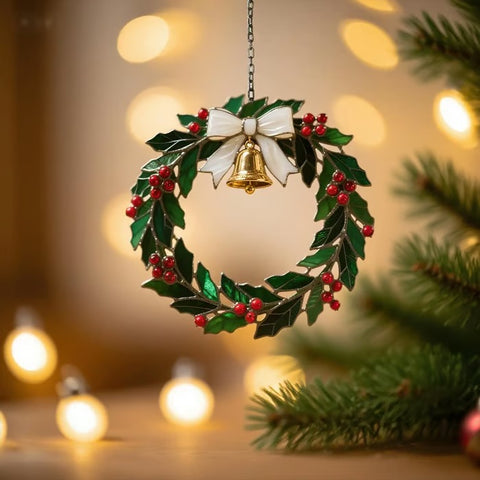 HandcraftedHolly Stained-Glass Wreath Ornament