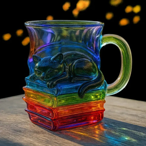 Cat Sleeping on Books Coffee Mug