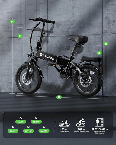 Electric Bike for Adults 500W Motor, 20 mph Folding Ebike, 14"/16"/20" Adults Electric Bicycles with Smart Uphill, 280.8Wh Battery, 25 Miles PAS Range, Mini E Bikes for Adults and Teens-isinwheel