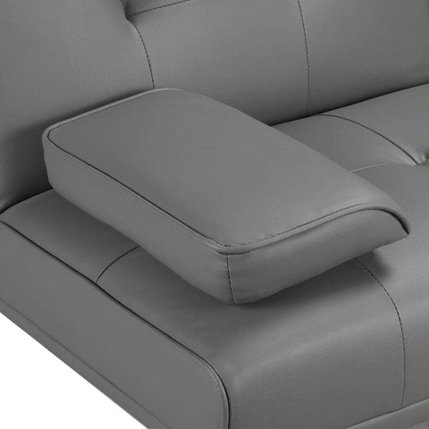 Yaheetech Convertible Sofa Bed Adjustable Couch Sleeper Modern Faux Leather Home Recliner Reversible Loveseat Folding Daybed Guest Bed, Removable Armrests, Cup Holders, 3 Angles, 772lb Capacity, Black