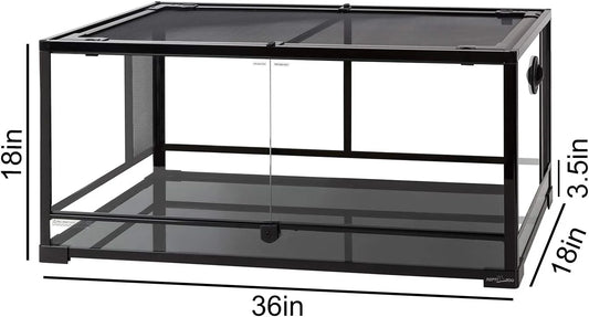 50 Gallon Reptile Glass Terrarium Tank Double Hinge Door with Screen Ventilation Large Reptile Terrarium 36" x 18" x 18"(Knock-Down)