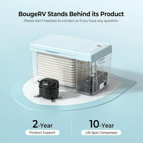 BougeRV 12 Volt Refrigerator 12V Car Fridge 23 Quart Portable Freezer Compressor Cooler 12/24V DC 110~240 Volt AC for Truck Van RV Camper SUV Travel Camping Road Trips Tailgating -7℉~50℉