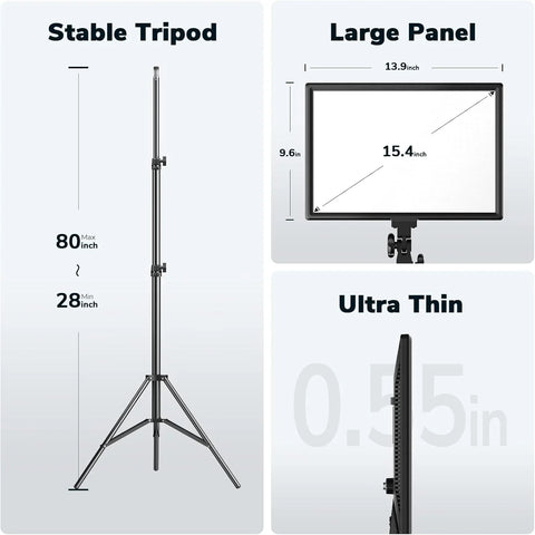 D50 LED Video Light Panel Lights 15.4", 2 Packs 45W 3000K-8000K Bi-Color Dimmable Photography Lighting, CRI 96+ Videography Lighting for Video Shooting/Gaming/Live Stream/Studio/Film