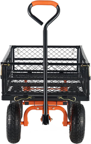Garden Dump Cart, Heavy Duty Garden Wagon Yard Dump Wagon with Removable Sides, Convert to Flatbed, Utility Liner, 10in All Terrain Wheels