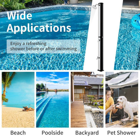 Best 7.2FT Outdoor Freestanding Solar-Heated Shower With Foot Shower