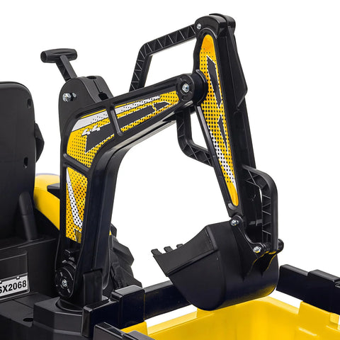 3-in-1 Ride-On Tractor, 24V Electric, Excavator & Bulldozer, Remote Control, LED, Music, USB/Bluetooth max 66 lbs �� Bright-yellow
