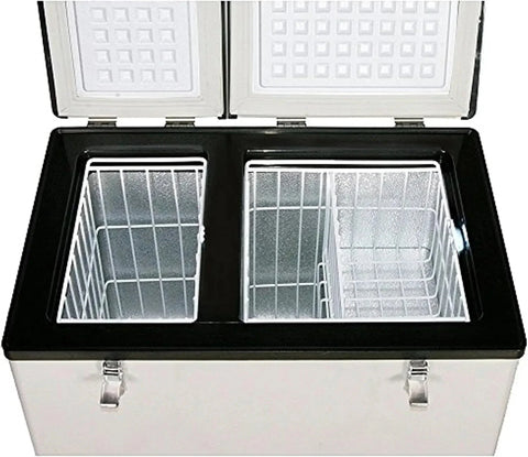 FM-65G 65 Quart Portable Refrigerator and Deep, AC 110V/ DC 12V, Real Chest Freezer for Car, Home, Camping, and RV with-8掳F to 50掳F Temperature Range, Gray, One Size