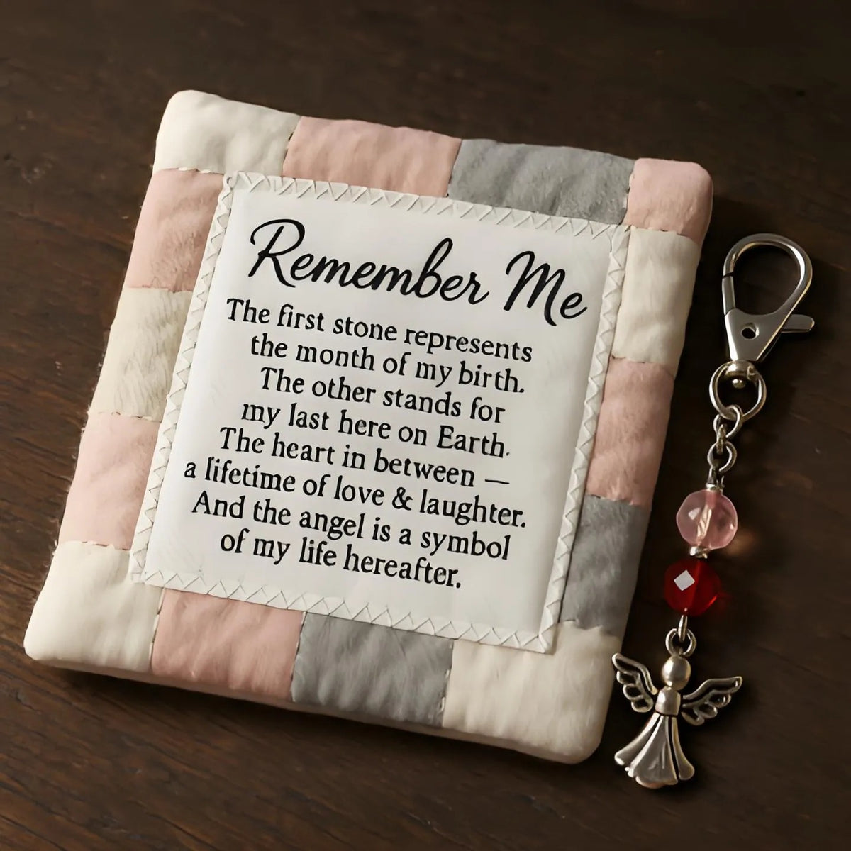 Prayer Quilt with Angel Keychain