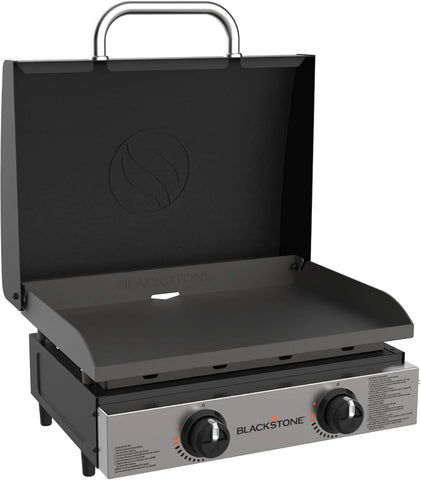 Blackstone 1666 22” Tabletop Griddle with Stainless Steel Faceplate, Powder Coated Steel, Black