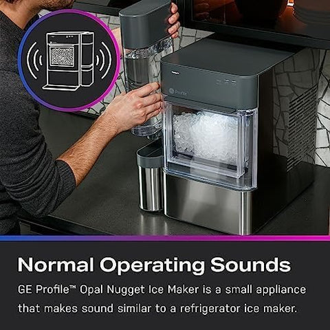GE Profile Opal 2.0 XL with 1 Gallon Tank, Chewable Crunchable Countertop Nugget Ice Maker, Scoop included, 38 lbs in 24 hours, Pellet Ice Machine with WiFi & Smart Connected, Stainless Steel
