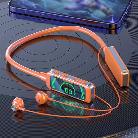 HiFi Digital Display Sports Neckband Bluetooth Headphones