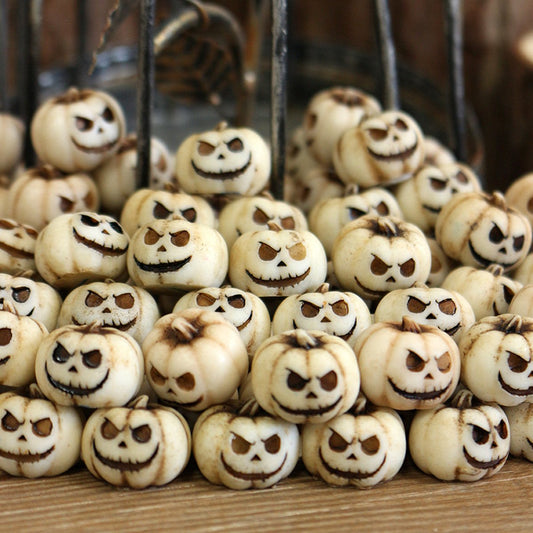20 PCS Handcrafted Mini Ghost Face Pumpkin Decorations