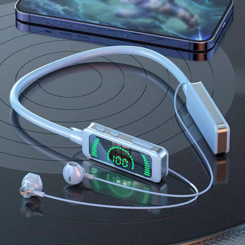 HiFi Digital Display Sports Neckband Bluetooth Headphones