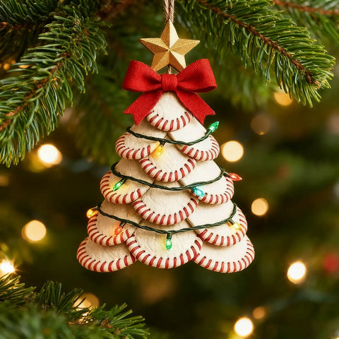 Christmas Tree Baseball Ornament
