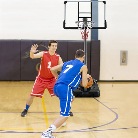 Portable Outdoor Basketball Hoop 64����-79���� Adjustable Poolside Basketball Goal System with 44" Backboard Wheeled Fillable Base