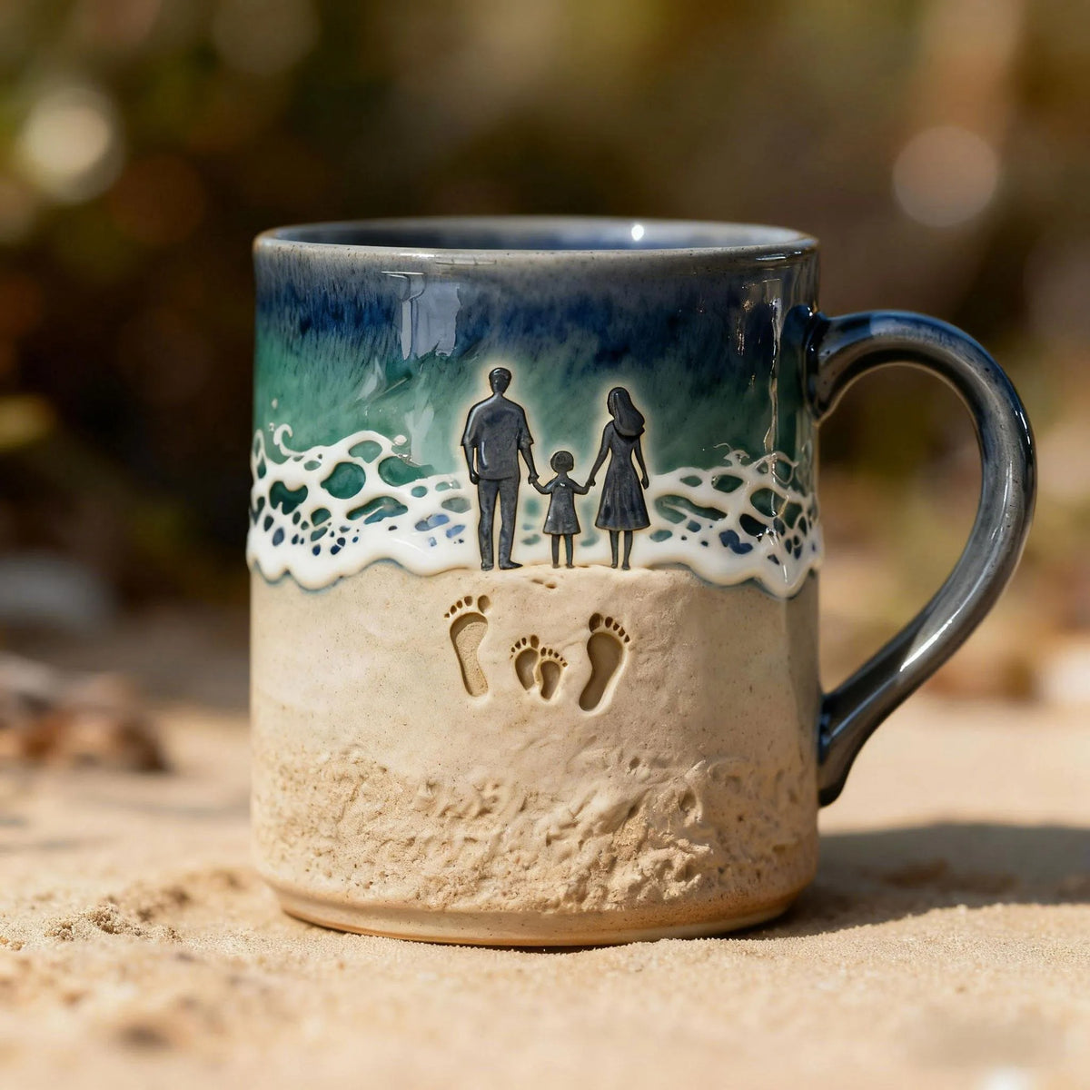 Family Beach Footprints Mug