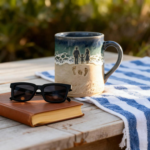 Family Beach Footprints Mug