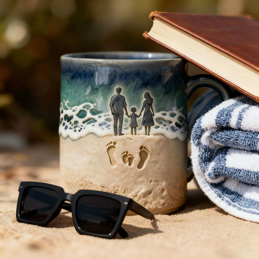 Family Beach Footprints Mug