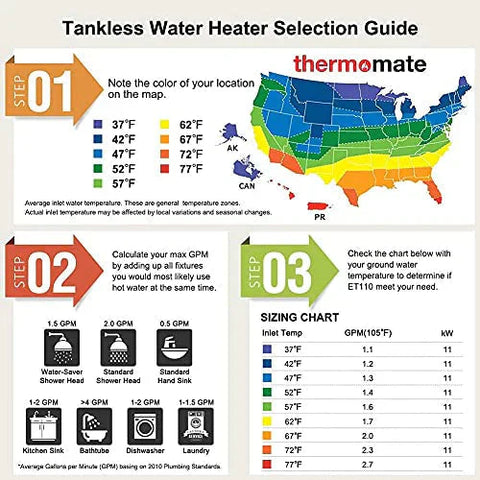 Electric Tankless Water Heater, 11kW at 240 Volt, On Demand Instant Hot Water Heater