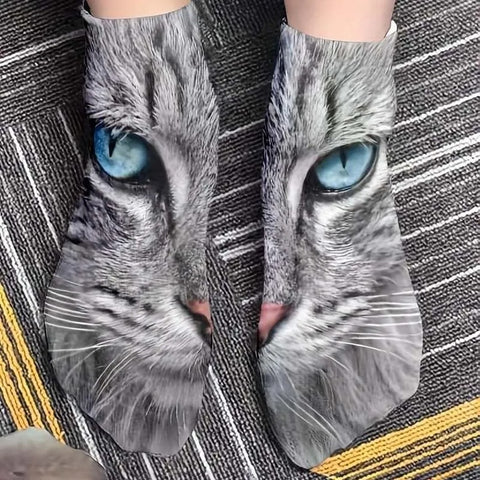 Realistic Cat Face Socks