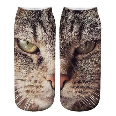 Realistic Cat Face Socks