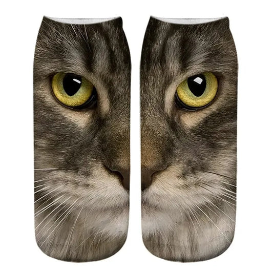 Realistic Cat Face Socks