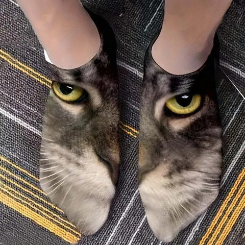 Realistic Cat Face Socks