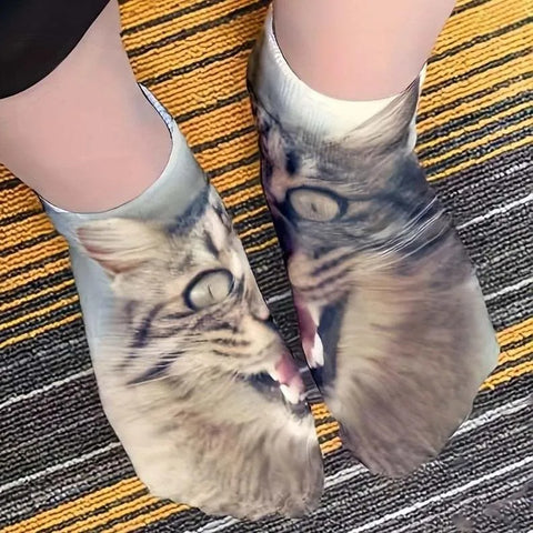 Realistic Cat Face Socks