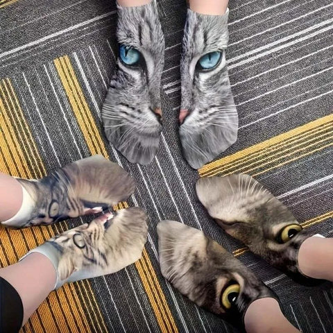 Realistic Cat Face Socks