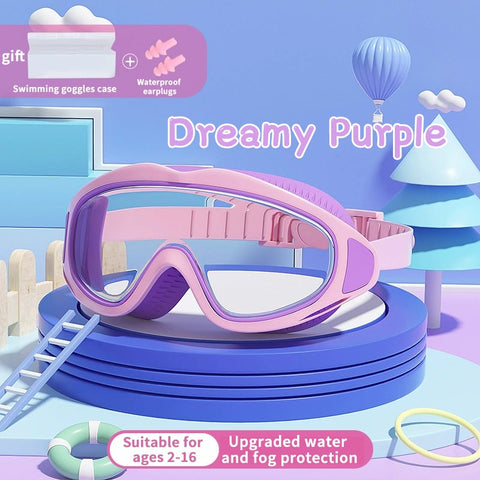 HD Children's Large Frame Waterproof and Anti-fog Swimming Goggles