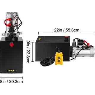 12 qt. 12-Volt 3200 PSI Hydraulic Power Pump Electric Dump Trailer Pump with Steel Reservoir for Car Lift 12LDZYCZYYBTX0001V0