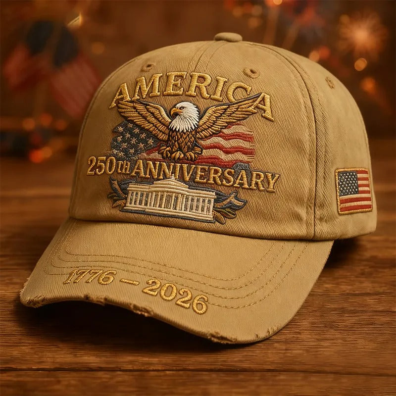 America 250th Anniversary Cap – Patriotic Eagle and Flag Design