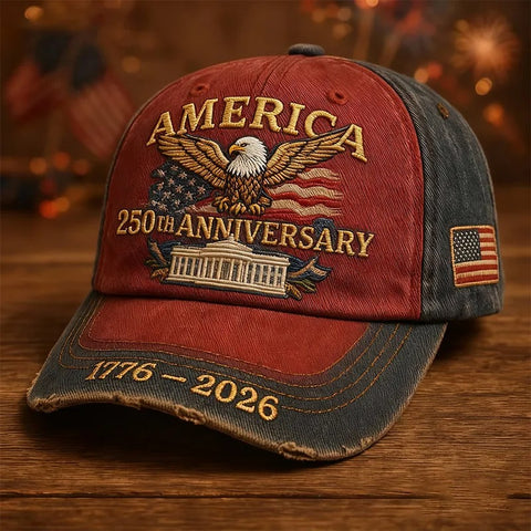 America 250th Anniversary Cap – Patriotic Eagle and Flag Design