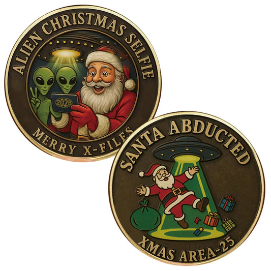 Alien and Santa Christmas Collectible Coin