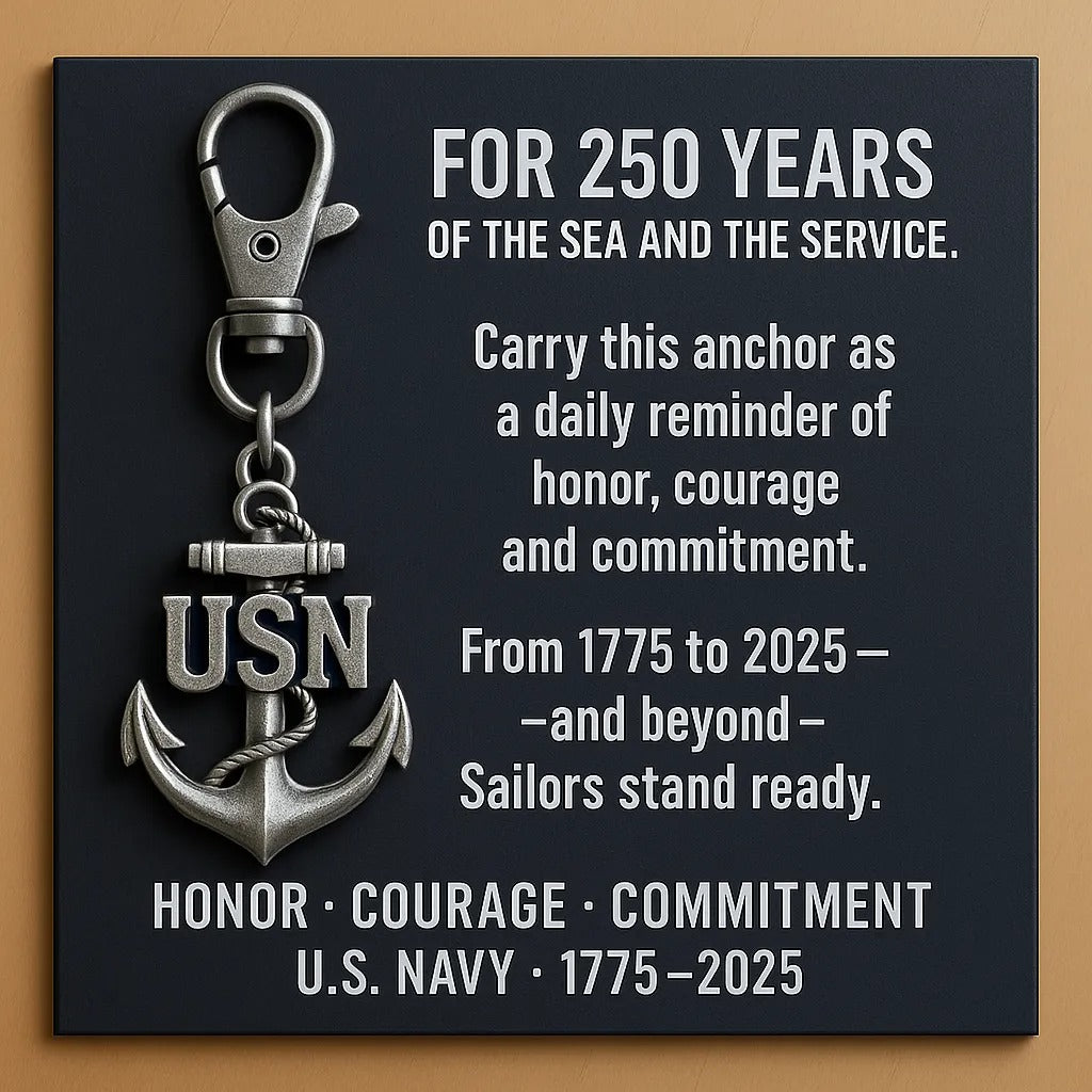 US Navy 1775–2025 250 Years Commemorative Anchor Keychain