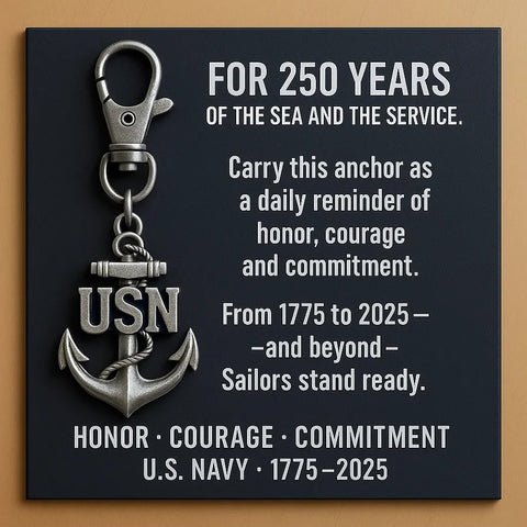 US Navy 1775–2025 250 Years Commemorative Anchor Keychain