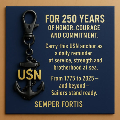US Navy 1775–2025 250 Years Commemorative Anchor Keychain