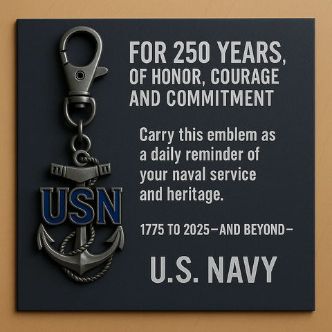 US Navy 1775–2025 250 Years Commemorative Anchor Keychain