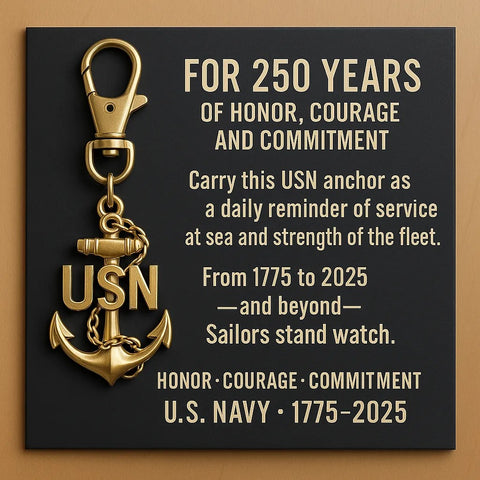 US Navy 1775–2025 250 Years Commemorative Anchor Keychain