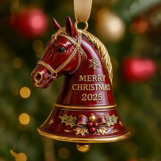 Horse Bell Ornament – Merry Christmas 2025