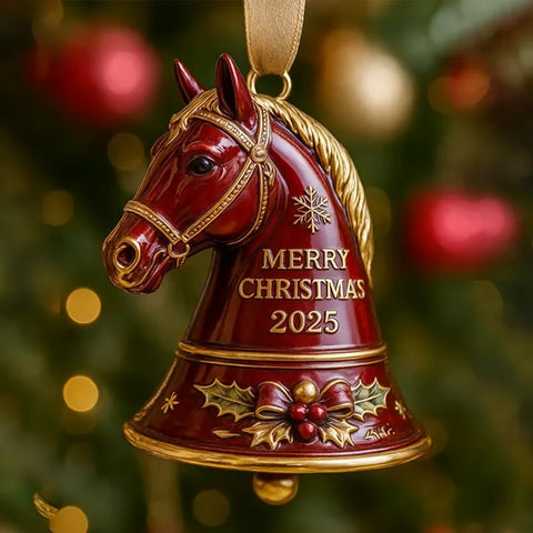 Horse Bell Ornament – Merry Christmas 2025