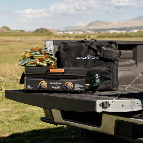 Blackstone Adventure Ready 22锟芥�锟斤拷 Propane Griddle Gift Bundle, Black 锟斤拷 Includes Griddle, Hardcover, Carry Bag, 24,000 BTU Burners, Rear Grease System