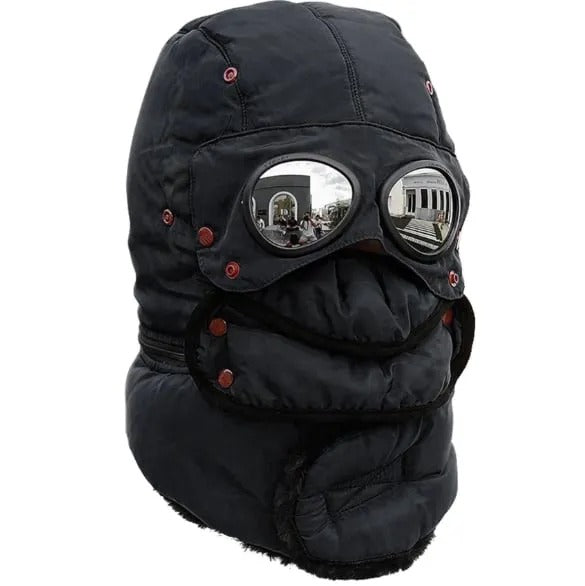 Winter Thermal Hat with Glasses Windproof Ski Mask Cap