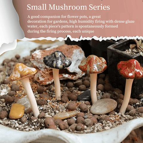 Ceramic Mushrooms Figurine Set of 4