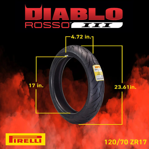 Pirelli Diablo Rosso III 120/70ZR17 Front & 240/45 ZR17 Rear Tire with Keychain