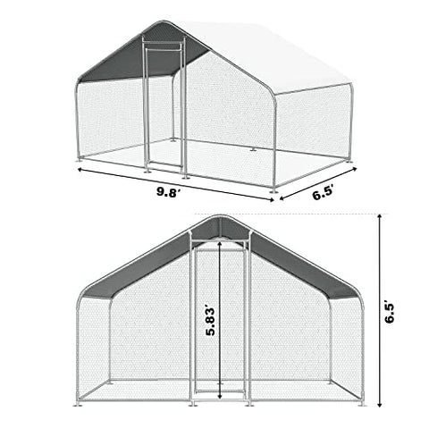 Chicken Coop Large Metal Chicken House/Pen for 6/10 Chickens Poultry Cage