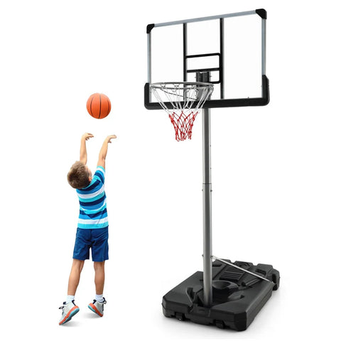 Portable Outdoor Basketball Hoop 64����-79���� Adjustable Poolside Basketball Goal System with 44" Backboard Wheeled Fillable Base