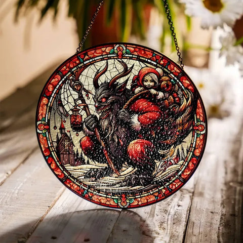 Krampus Suncatcher: Stained Glass Christmas Window Hanging
