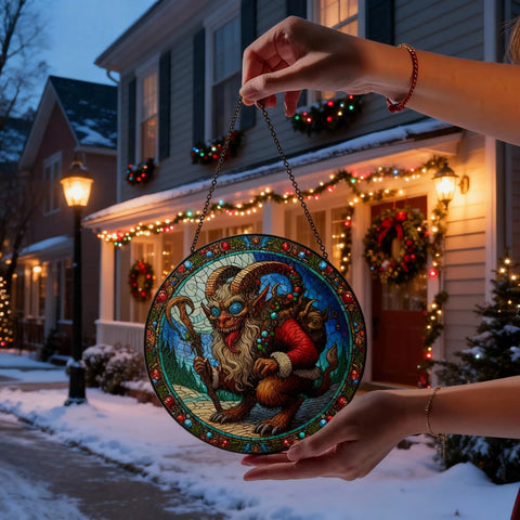 Krampus Suncatcher: Stained Glass Christmas Window Hanging