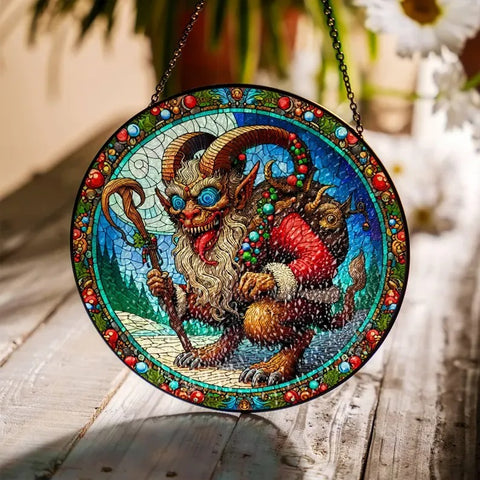 Krampus Suncatcher: Stained Glass Christmas Window Hanging